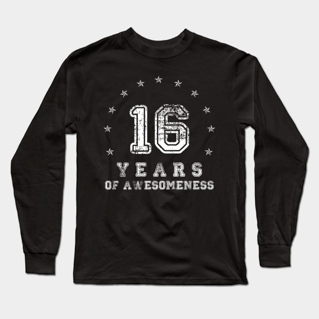 Vintage 16 years of awesomeness Long Sleeve T-Shirt by opippi